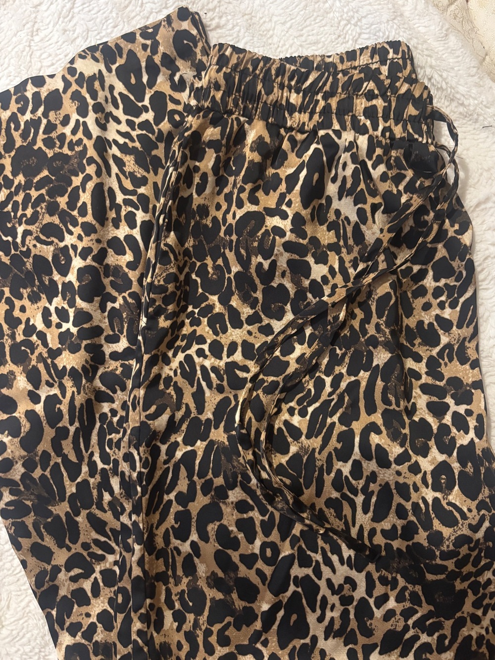 Rafaella Leopard Print Satin Joggers - Black & Tan
